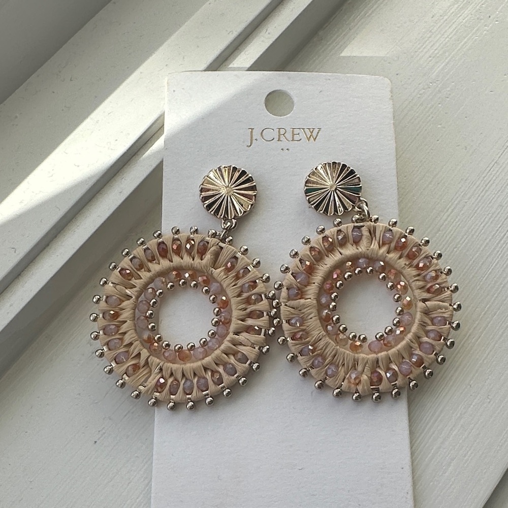 J. Crew Woven Beige and Pink Earrings